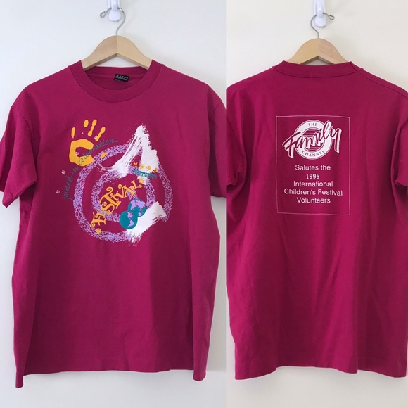 Vintage Other - Vintage 1995 • Magenta Abstract Print USA Made Tee